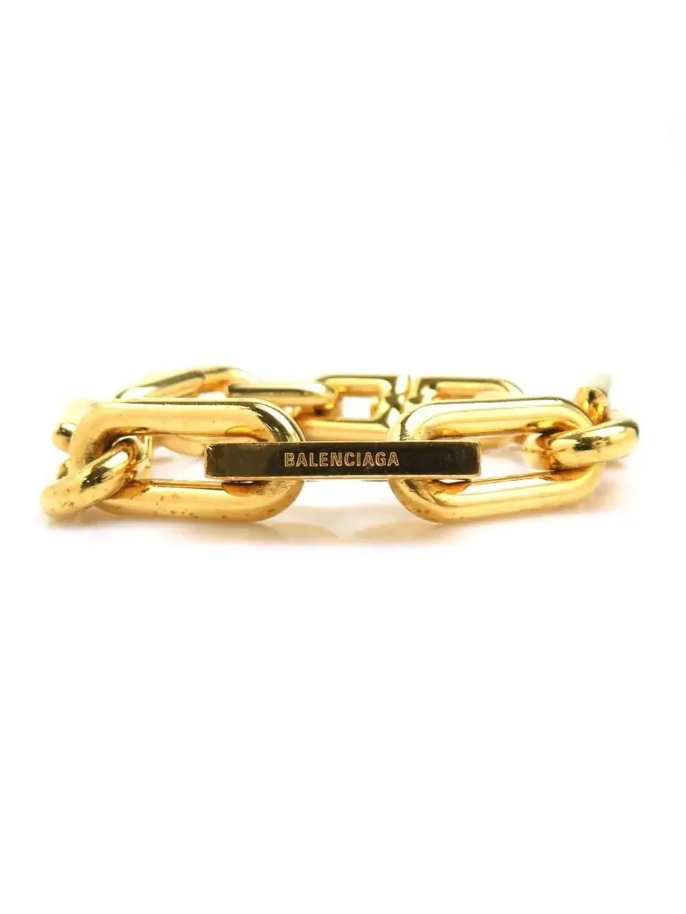 Auth Balenciaga B Chain Bracelet Gold #322524B39B